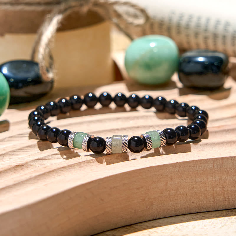 Olivenorma 6mm Green Aventurine Obsidian Beaded Bracelet
