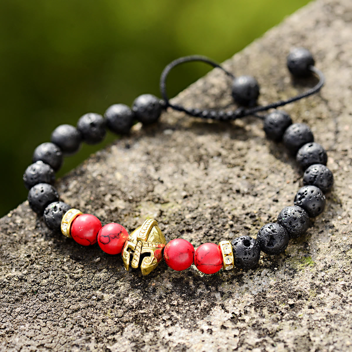 Olivenorma 8mm Adjustable Gemstone Spartan Warrior Helmet Bracelet