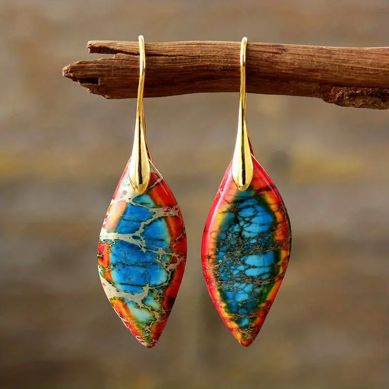 Red & Blue Nature Stone Earrings