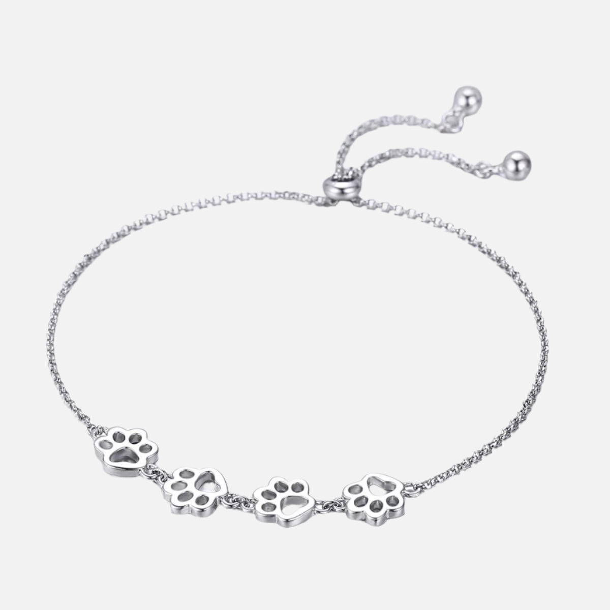 Sterling Silver Paw Print Bracelet ��������������������������� Adjustable Fit