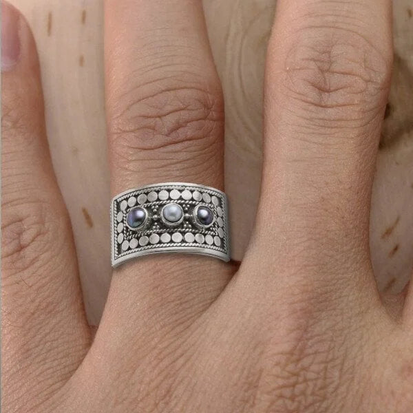 Delicate Artisan Pearl Ring