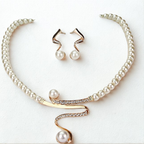 Natural Pearl Necklace + Earrings Set