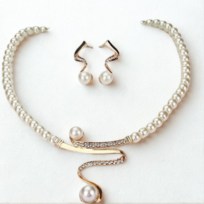 Natural Pearl Necklace + Earrings Set