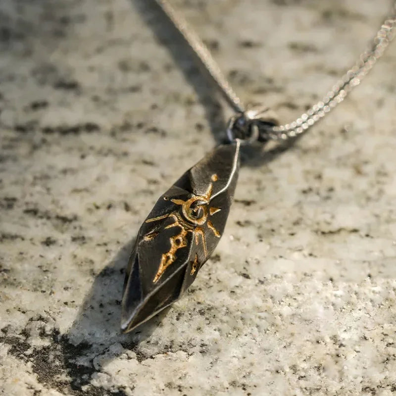 Vintage Silver Sunburst Pendant Necklace