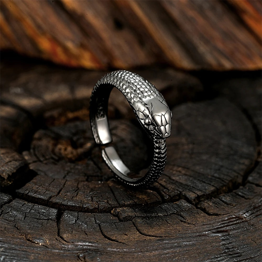 Vintage Silver Serpent Wrap Adjustable Ring
