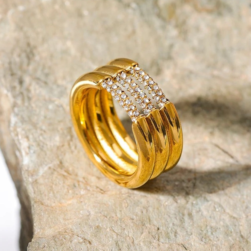 Vintage Triple Row Gold Ring