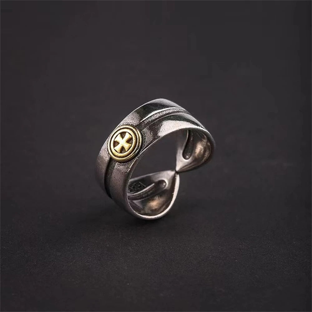 Silver Medieval Cross Adjustable Ring